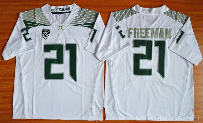 Белый Oregon Ducks Royce Freeman 21 колледж Джерси-желтый зеленый черный белый сшитый Размер S-3XL - Цвет: Белый