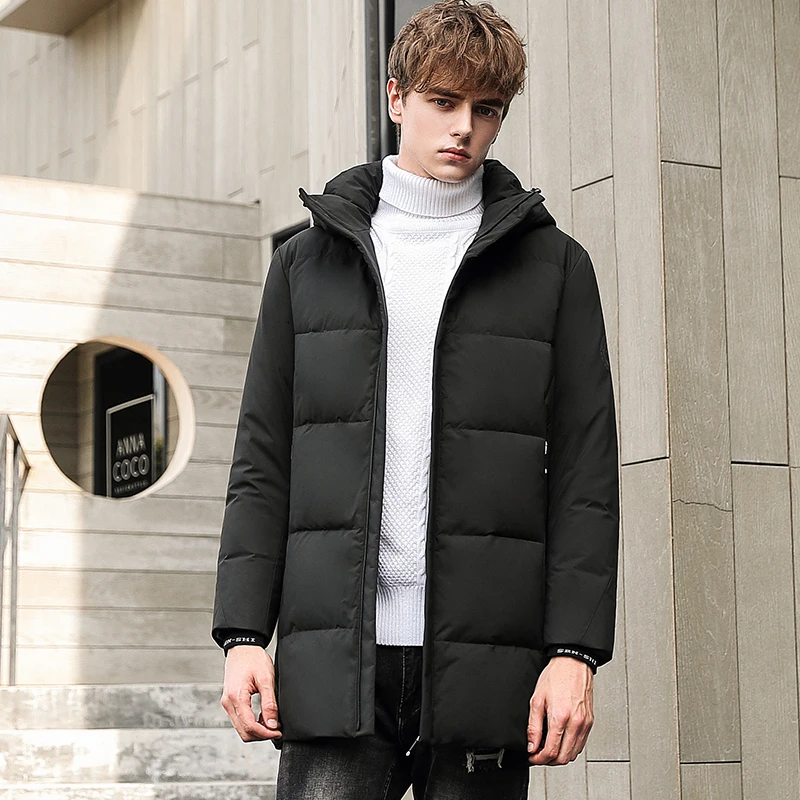 Men down jacket men's winter coat mid-long thick warm parkas hooded casual white duck down winter coats thicken outerwear