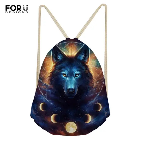 FORUDESIGNS/модные путешествия-супермолния для сумки "Fantasy Wolf" узор мини-обувь карманы милые принты в виде зверей для мальчиков и для девочек рюкзак для путешествий - Цвет: CDWX3799Z3