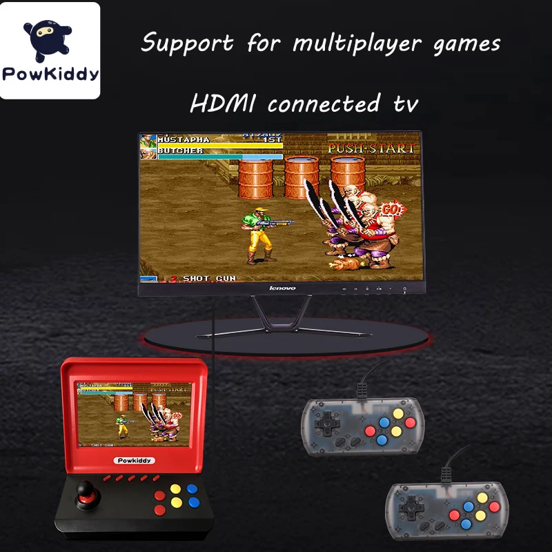 Powkiddy A9 Game Console Video Game Classic Retro Player 7.0 Inches HD Screen with 3000 Games with Two Gamepads Support TF Card