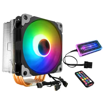 

120mm Radiator 4 Copper Heatpipes Quiet Colorful Light CPU Cooler Home Hydraulic Bearing RGB Fan Computer Accessories Aluminum