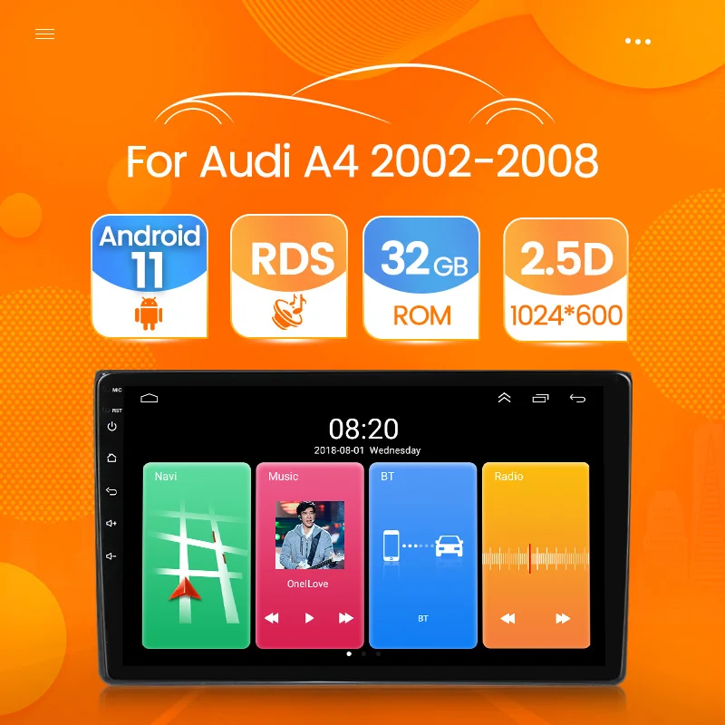 Автомагнитола на Android 11 с сенсорным экраном мультимедийный видеоплеер для Audi A4 B6