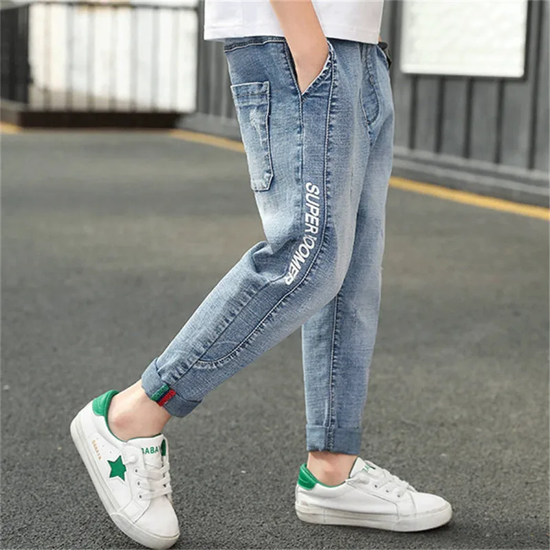 Autumn Casual Trousers Boys Jeans Infantil Bottom Children Denim Kids Clothing Baby Pants Jean Teenager Clothes Boys Pants 3-13T - Цвет: A-