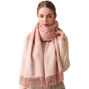 

Casual Shopping Color Block Winter Dating Soft Thermal With Tassel Metropolis Street Elegant Women Scarf Artificial Wool Daily