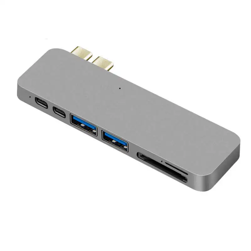 

7-In-1 2 Usb Port Dual Type-C Hub Docking Station Support 4kx2k Hdmi Sd/Tf Card Reader Adapter Multi-Functional Usb-C Converter