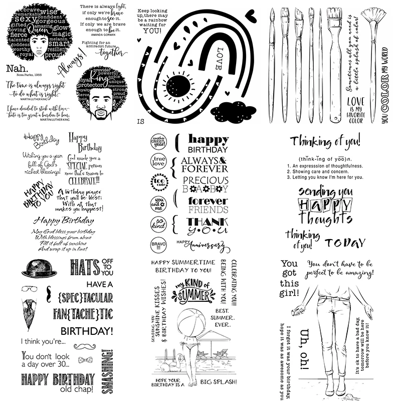 

Clears Stamps Happy Birthday Seaside Resort Hat Glasses Gril Painting Tools For DIY Scrapbook Photo Album Craft Card 2021 New