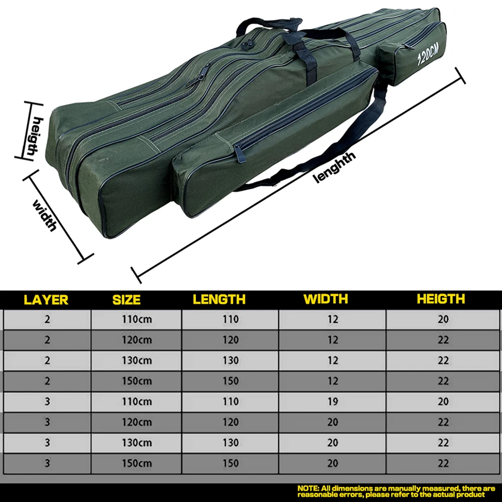 Durable Oxford Fishing Bag Pole With Rod Holder Three Layer Waterproof  Storage Bags Outdoor Fishing Accessories