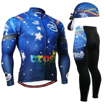 

2020 New Style blue Men's Novelty Cycling Jersey sea Long Sleeve Montain Bike Bicycle Clothes suits mes Riding Wear Set