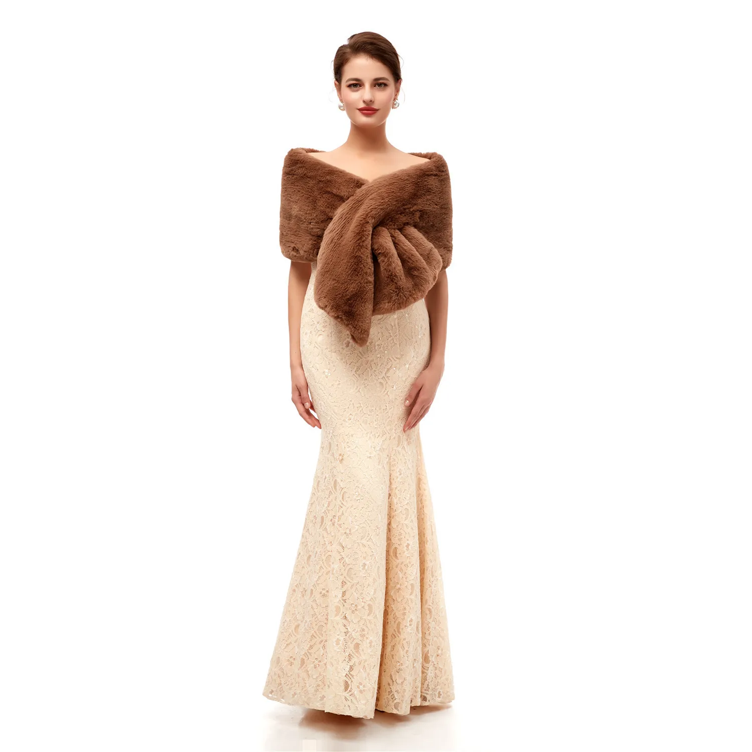 Новинка, накидка из искусственного меха, теплая большая шаль, зимняя Свадебная накидка, накидка, свадебные аксессуары, модная женская меховая болеро, куртка ручной работы