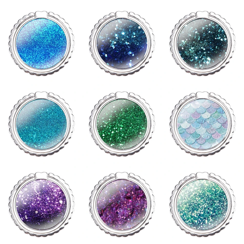 Металлическая подставка для телефона с блестками Aqua Silver Green Mint | Мобильные