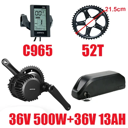 Фара для электровелосипеда в Conversion Kit Bafang 36 в 500 Вт мотор с Батарея е-байка 36В 13AH 8fun BBS02B комплект для электрического велосипеда Lin-на Батарея DIY весь Запчасти - Цвет: C96536V500W52T13AH