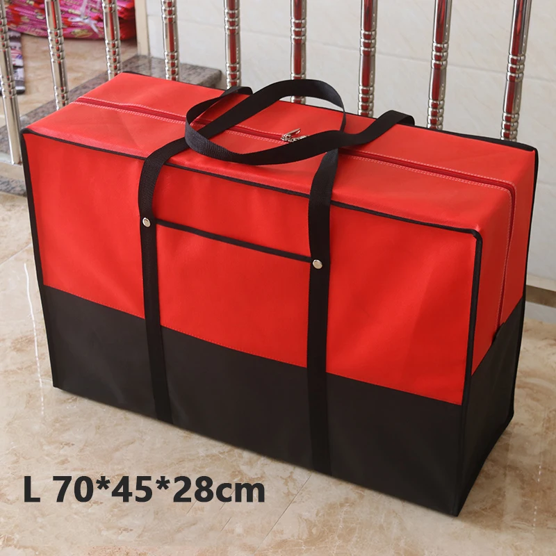 RED L 70x45x28cm Переносная большая сумка из водонепроницаемого холста, Большая вместительная Мужская Дорожная сумка из ткани Оксфорд, стеганая сумка, упаковка для багажа - Цвет: RED L 70x45x28cm