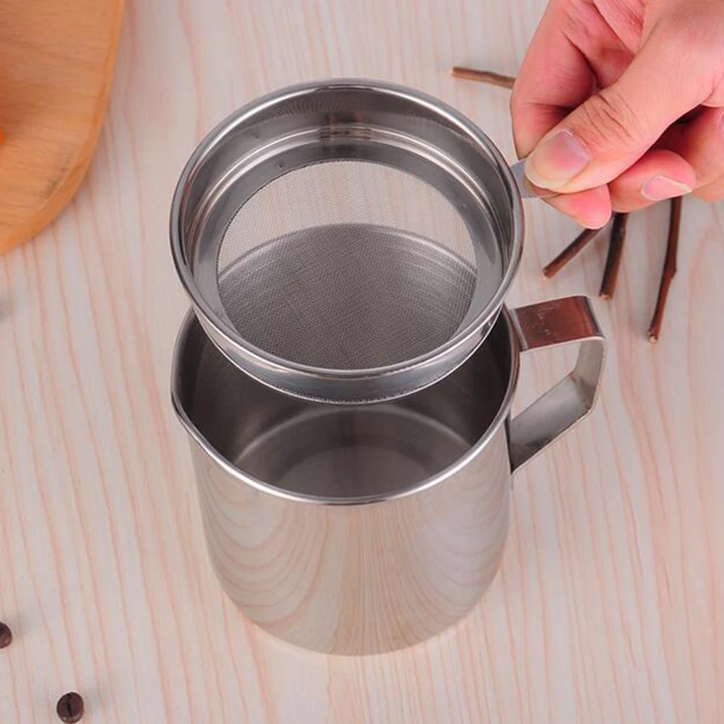 Home Cooking Oil And Bacon Grease Container With Strainer 10cm 12cm 14cm