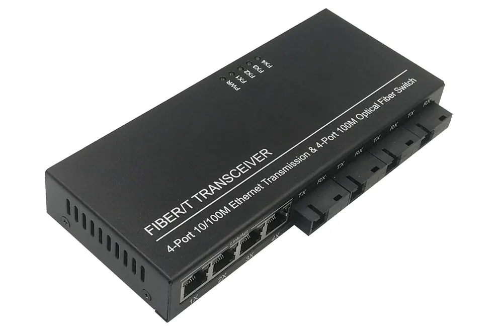 Коммутатор эфирной сети 4 RJ45 4 SC оптический медиа конвертер одномодовый волоконно-оптический Порты и разъёмы 10/100 м