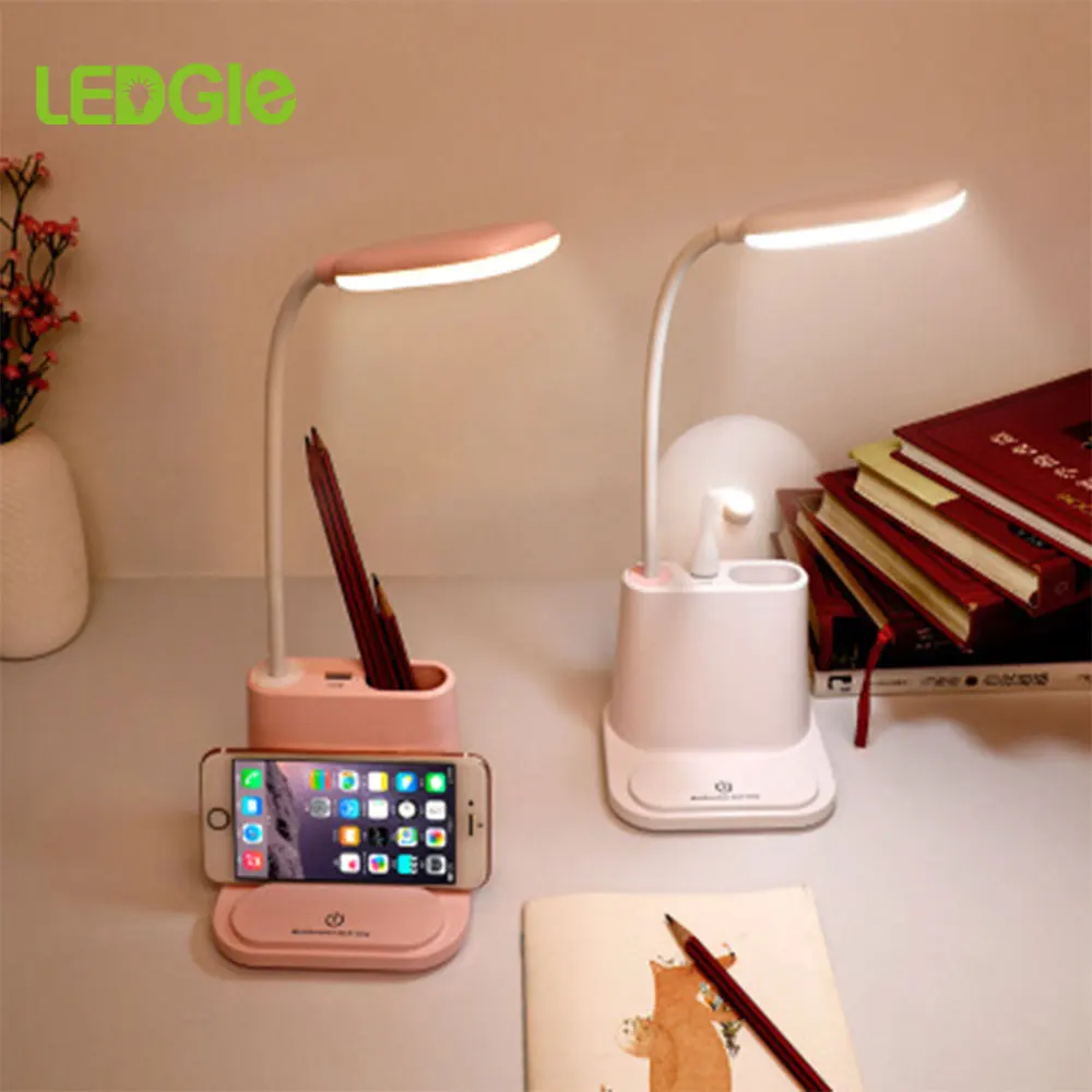

USB Lamp Study LED Desk Lamp Rechargeable Touch Dimming Adjustment Table Lamps for Children Kids Reading Bedside Living Bedroom