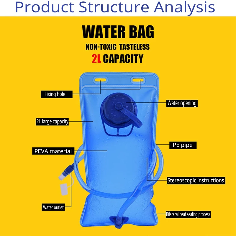 For Cycling Climbing Camping Travel 2L Water Bladder Bag Large Opening Portable Semi-transparent EVA Hydration Accessories
