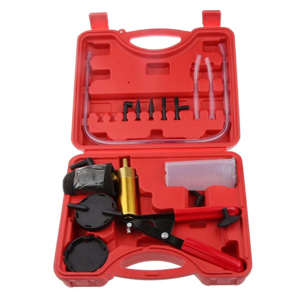 Brake Fluid Bleeder Handy Hand Held Vacuum Brass Pump Tester Kit + Adapters