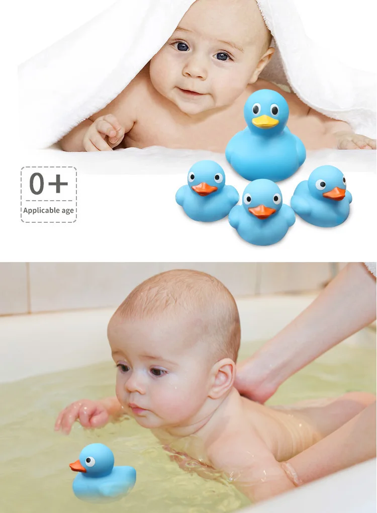 Bathing toys for children and babies One big plus three small blue ducks pinch and tell boys and girls to play with water toy su