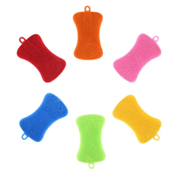 

Colorful Color Pe Washing Brush Soap Type Heat Insulation Decontamination Pot Dish Bowl Brush Multifunctional Plastic Scouring