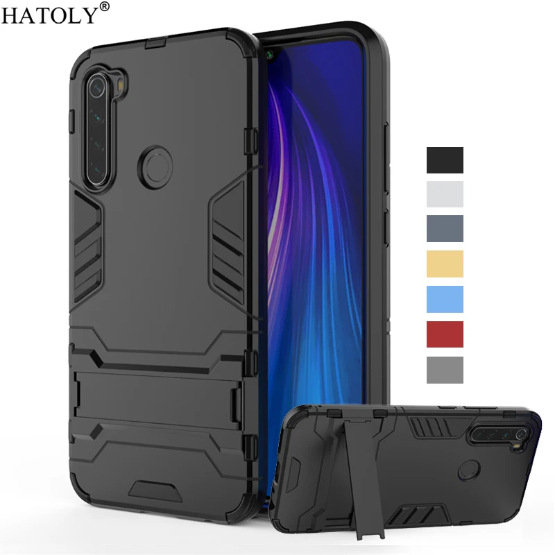 Чехол для Xiaomi Redmi Note 8 силиконовый и жесткий чехол из поликарбоната с роботом