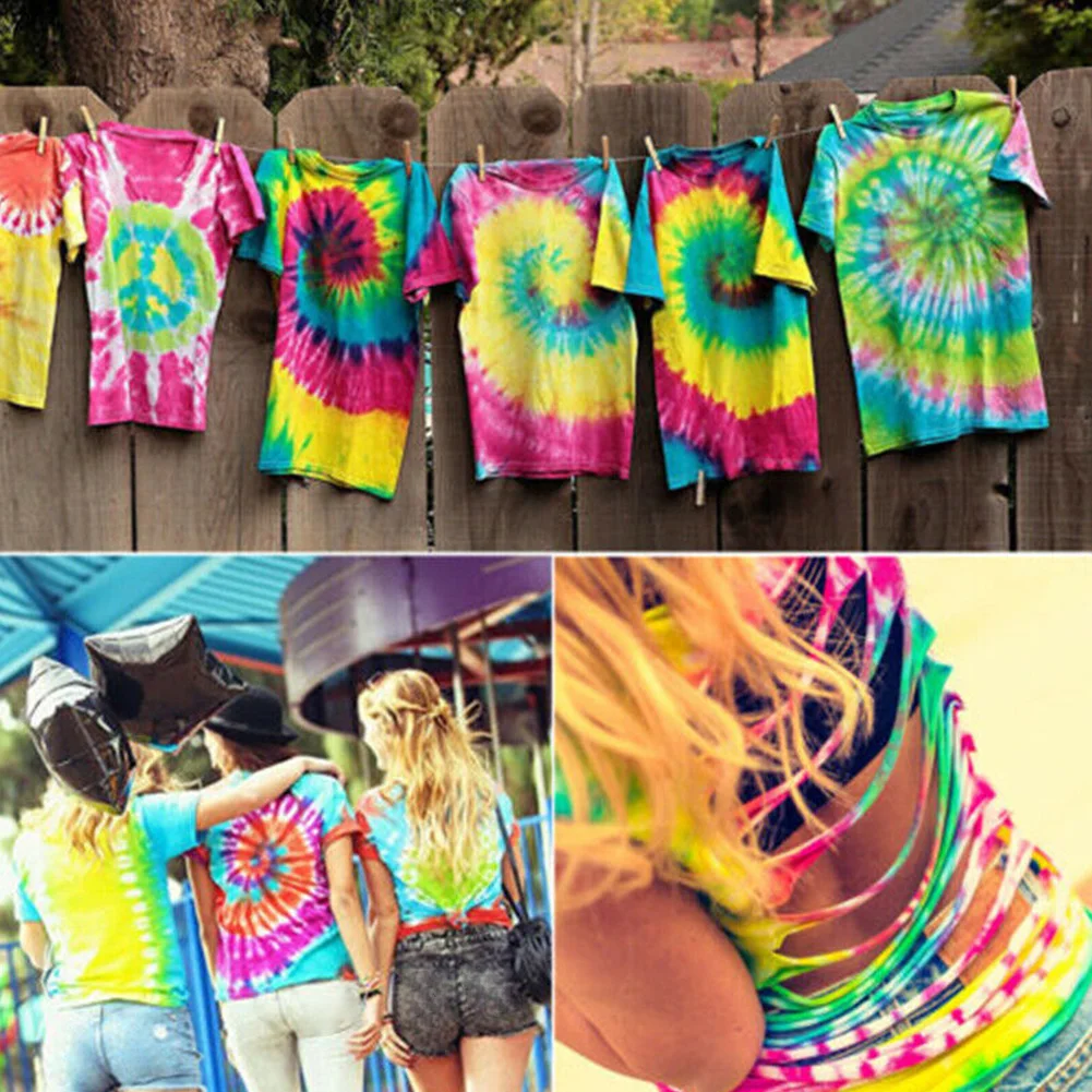 Permanent Paint Decorating Craft One Step Colorful Tie Dye Kit Fabric Textile Non Toxic Accessories Party Supplies Making Art