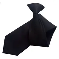 Cravate de Cou en Imitation de Soie pour Homme, Pré-Attachée, de Couleur Noire Unie, pour Uniforme de Sécurité Police, Enterrement et Mariage, 50x8cm 2