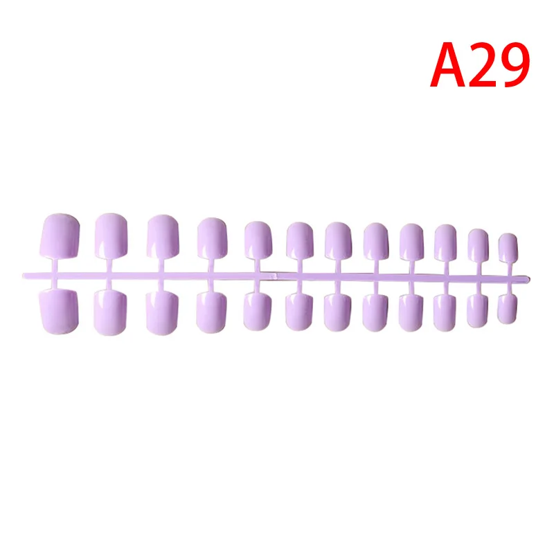 29 31 цвет, 24 шт., короткие накладные ногти, накладные ногти, АБС-пластик, искусственные кончики пальцев, прессованные короткие круглые украшения для дизайна ногтей - Цвет: 29