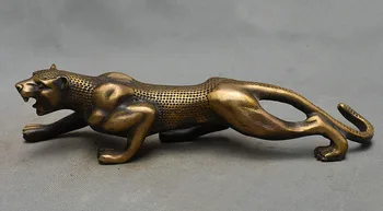 

Chinese Feng shui Bronze Ferocious African Leopard panther Cheetah Animal Statue