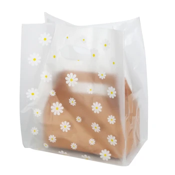 

Flower Printting Plastic Gift Bags For Packaging Takeaway Salad Plastic Shopping Bags Retail Bags Wedding Party Candy Cake Bags