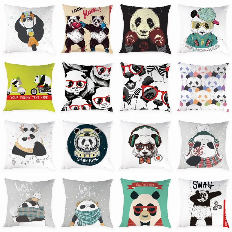 

Cartoon Animal Cushion Cover Sofa Pillow Covers Peach Skin Decorative Panda Pillowcase Home Decor 45*45cm