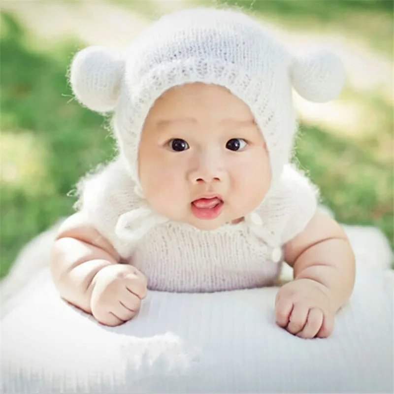 Одежда для новорожденных мальчиков, мягкий мохеровый комбинезон с изображением животных, шапка, комплект, милый кот, лиса, медведь, шерсть, Одежда для новорожденных, одежда для фотосессии, Fotografia, аксессуары