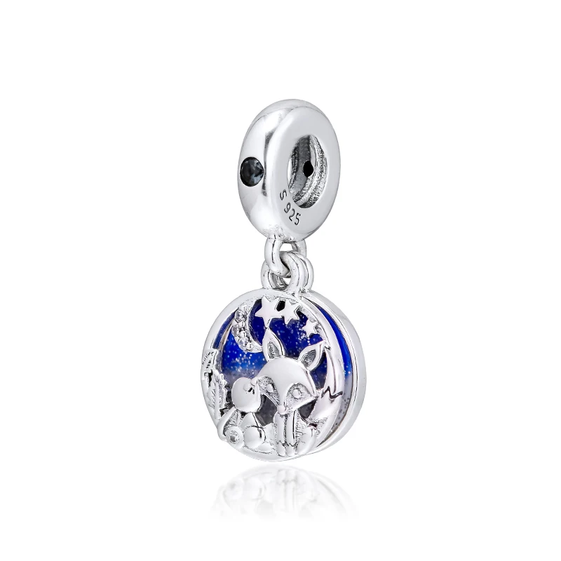 Authentic 925 Sterling Silver Original Beads Charms Fit Pandora Bracelet Fox& Rabbit Hanging Charm for Women DIY Jewelry kralen