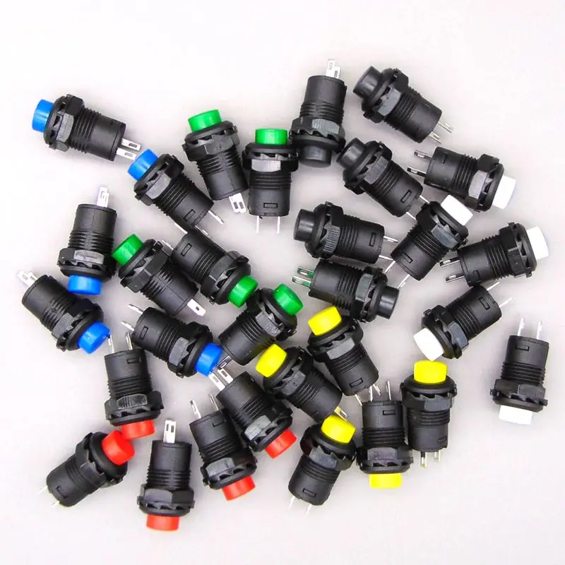 

Self reset DS227 12mm momentary push button switch Red Yellow Black Blue Green White