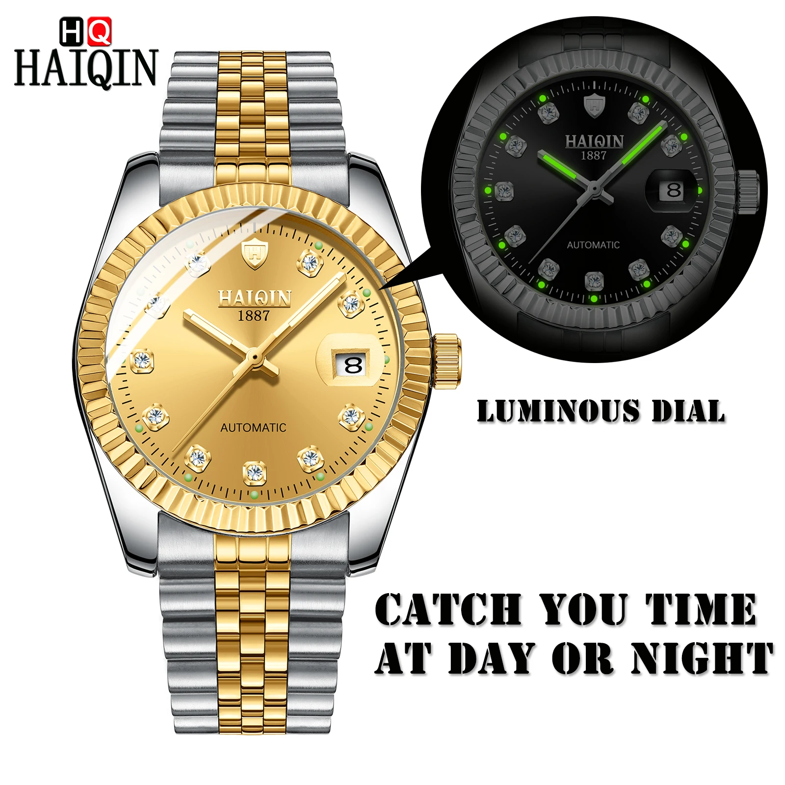 Reloj Hombre HAIQIN брендовые автоматические механические мужские часы спортивные водонепроницаемые мужские золотые наручные часы Relogio Masculino