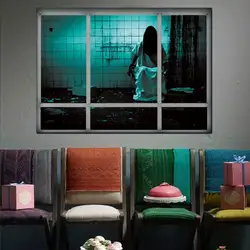 Хэллоуин наклейки ужасов Декор руины женские наклейки с картинками призраков гостиной спальни креативные стереоскопические 3D окна