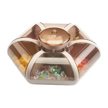 

Fashion Lotus Fruit Box Living Room Fruit Tray Transparent Press Type Snack Compartment Storage Box FPing