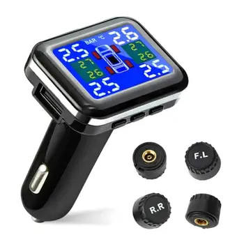 

Car TPMS Tire Pressure Monitoring System Sensors Cigarette Lighter USB port Auto Security Alarm Systems Tire Pressure