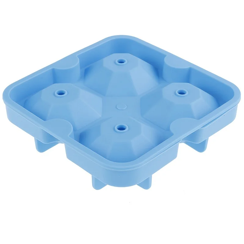 light blue 1 шт силиконовый лоток для кубиков льда в форме ромба 3D форма для кубиков льда 4 полости - Цвет: light blue