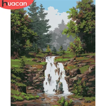 

HUACAN Painting By Number Tree Drawing On Canvas HandPainted Paint Art Gift DIY Pictures By Number River Scenery Kits Home Decor