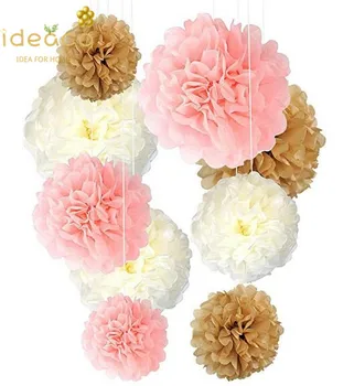 

9 /18pcs mixed 10cm/20cm/25cm ( 4" 8" 10") Tissue Paper Pompoms Decoration Poms Balls Flower Home Decor Wedding Party Supplies