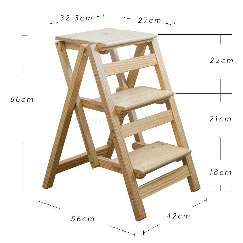 Небольшой складной портативный стул из цельного дерева для дома, стремянка, лестница, стойка, свободное место для установки в помещении, скалолазание - Цвет: ml6