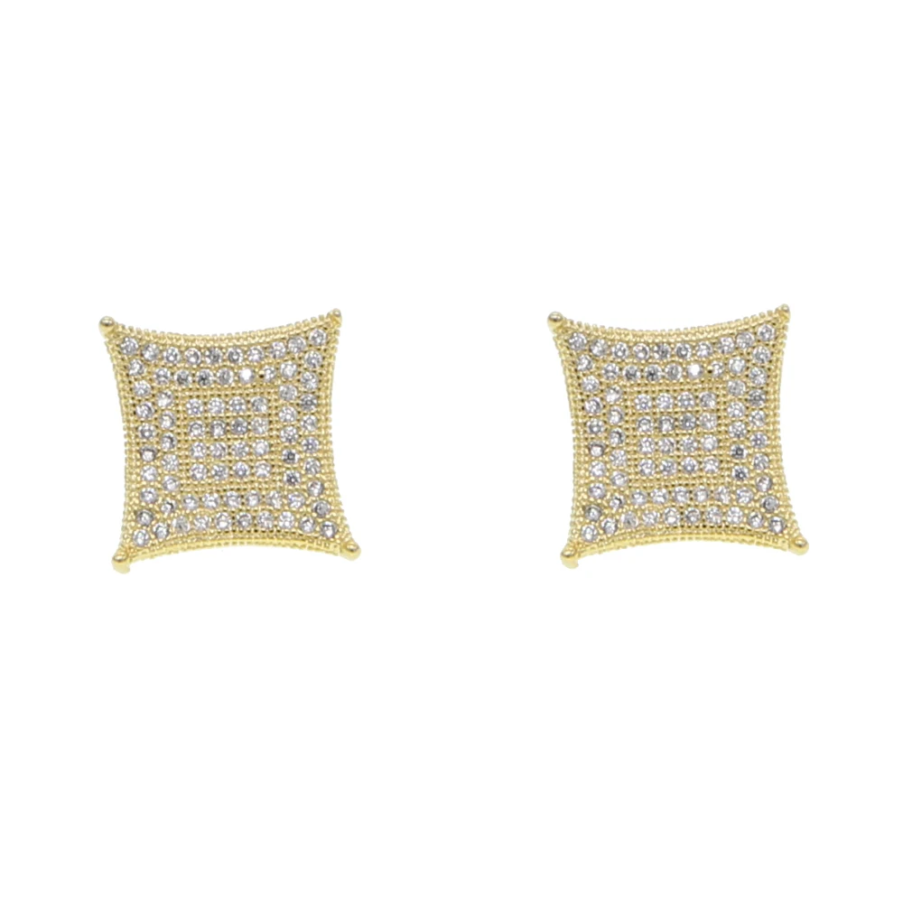 Золотой цвет Микро pave cz Серьги Кайт форма полный iced out кубического циркония закручивающаяся задняя часть уличный крутой мальчик мужские ювелирные серьги - Окраска металла: Золотой цвет