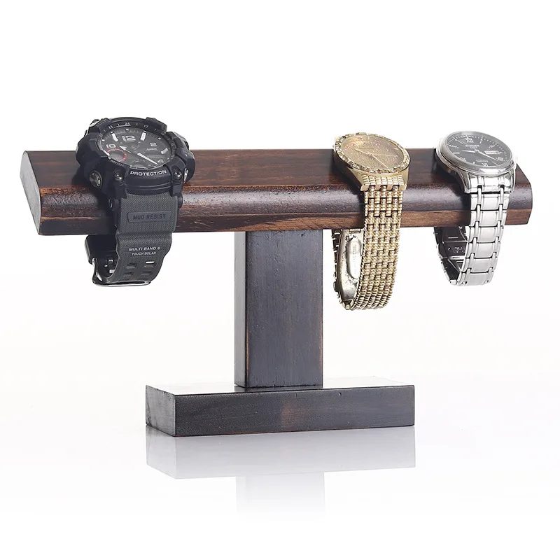 T-bar Wooden Microfiber Watch Stand, Bangles Watch Display Wooden Display Jewelry Accessory Stand
