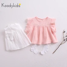 Koodykids/ г. Милая хлопковая рубашка для маленьких девочек; розовое платье; рубашка; белая модная одежда принцессы; рубашка; Одежда для маленьких девочек; летняя Новинка
