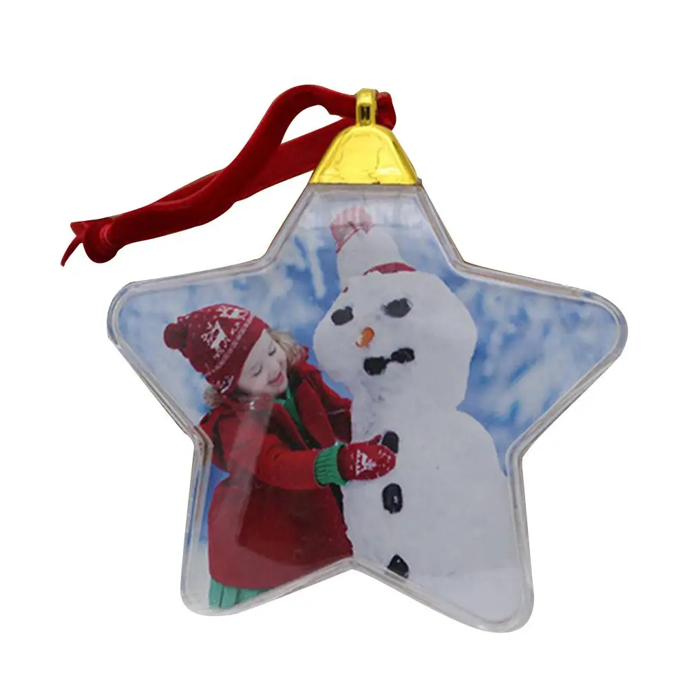 

Christmas Transparent Photo DIY Five-star Ball Christmas Tree Decorations Xmas Tree Hanging Decor Ornament For Kids Gifts