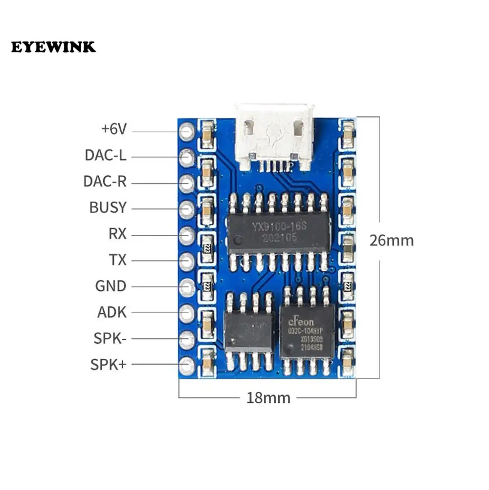 YX9100-10P голосовой модуль с последовательным портом управления плата MP3-плеера