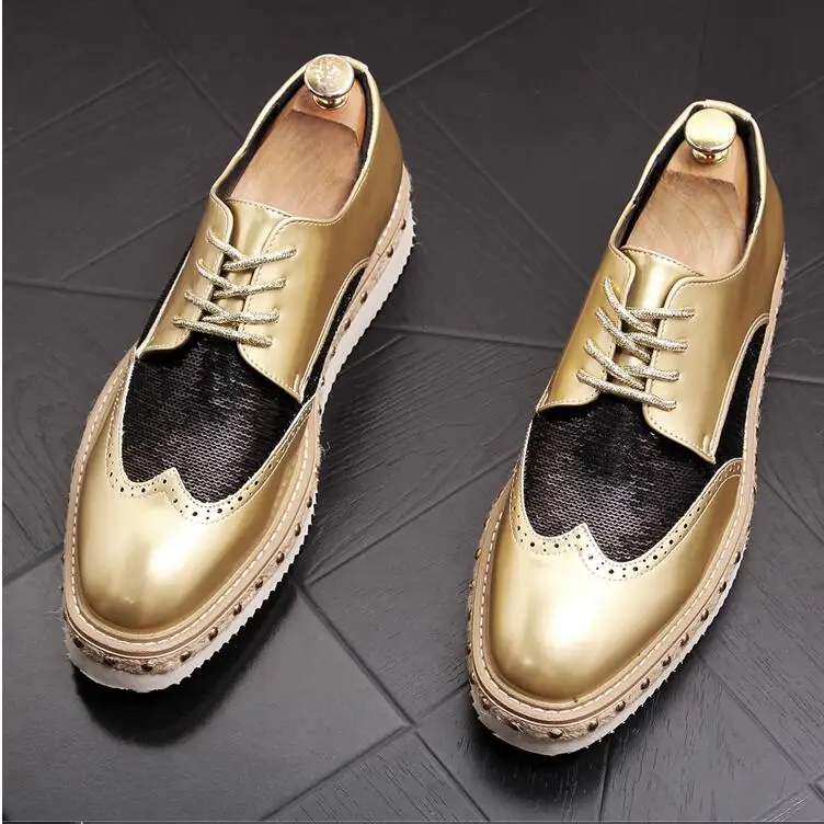 

Men Brogue Dress Shoes Luxury Italian Style Pointed Toe Formal Wedding Casual Lace-Up Plaid Business Leather Shoes size 38-43