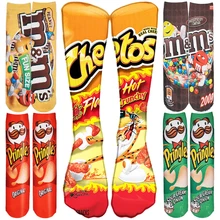 Creativity Long Socks Men 3D Printed Candy Potato Chips Tomato High Socks Women Harajuku With Painting Funny Socks Drop Shipping