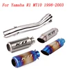 Escape Motorcycle Exhaust Mid Link Tube And 51mm Vent Pipe Stainless Steel Exhaust System For Yamaha R1 MT09 1998-2003