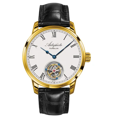 Gold Модные Повседневные механические часы Aidophedo Tourbillon, мужские часы из натуральной крокодиловой кожи, настоящие часы Tourbillon ST8230, мужские деловые часы - Цвет: Gold
